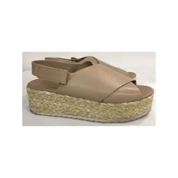 VINCE. Shoes - VINCE. Womens Beige 1-1/2" Platform Slingback Strap Jesson Wedge Shoes 9.5 M